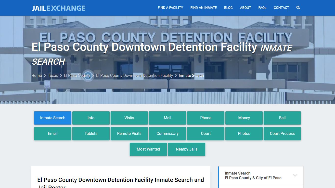El Paso County Downtown Detention Facility Inmate Search - Jail Exchange